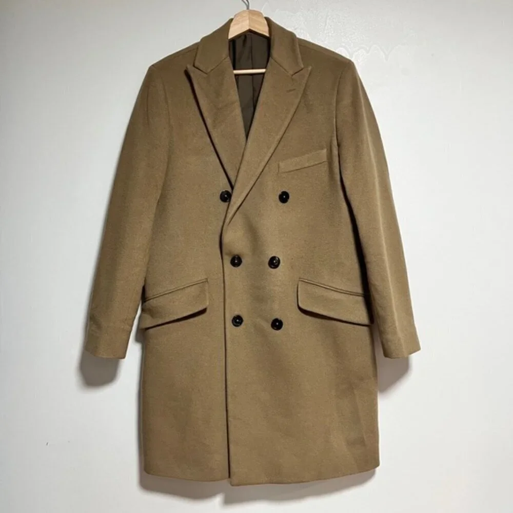 Altea Italian Double-Breasted Cashmere Coat - Camel Brown - Made in Italy